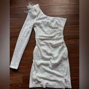 Windsor cassidy white sequin feather dress